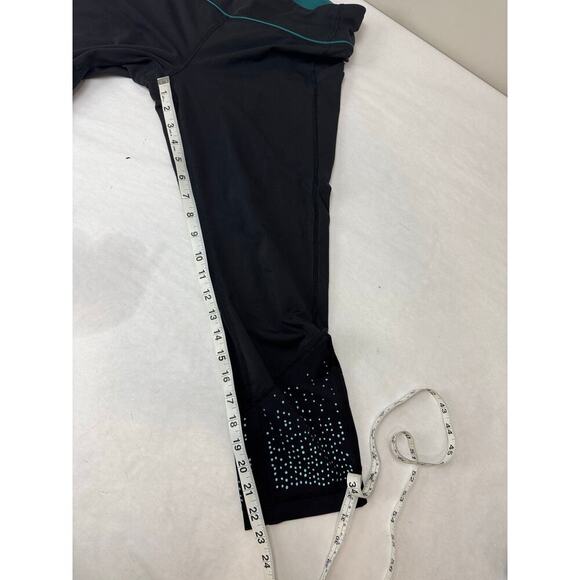 Lululemon Tight Stuff II Tights Full-On Luxtreme Fabric Black Teal Women Size 10 - Picture 5 of 10